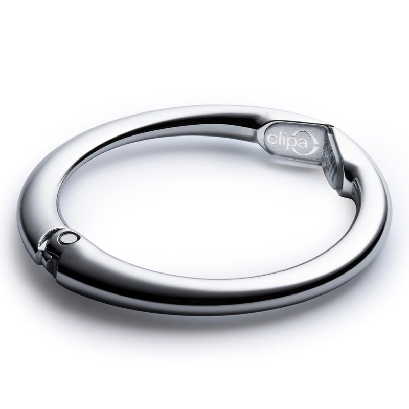 Clipa Bag Hanger - Polished Silver - The Ring That Opens Into a Hook and Hangs in Just 1/2" of Space, Holds 33 lbs., 3 yr. Warranty - Image 2